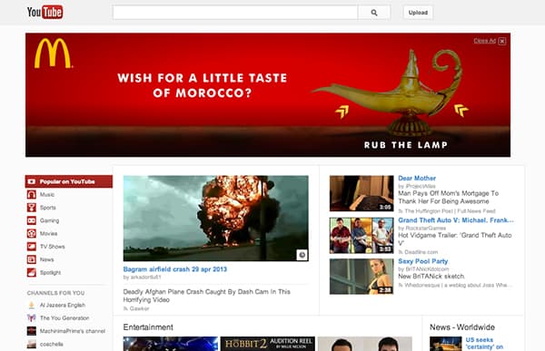 Are you aware of YouTube Masthead?