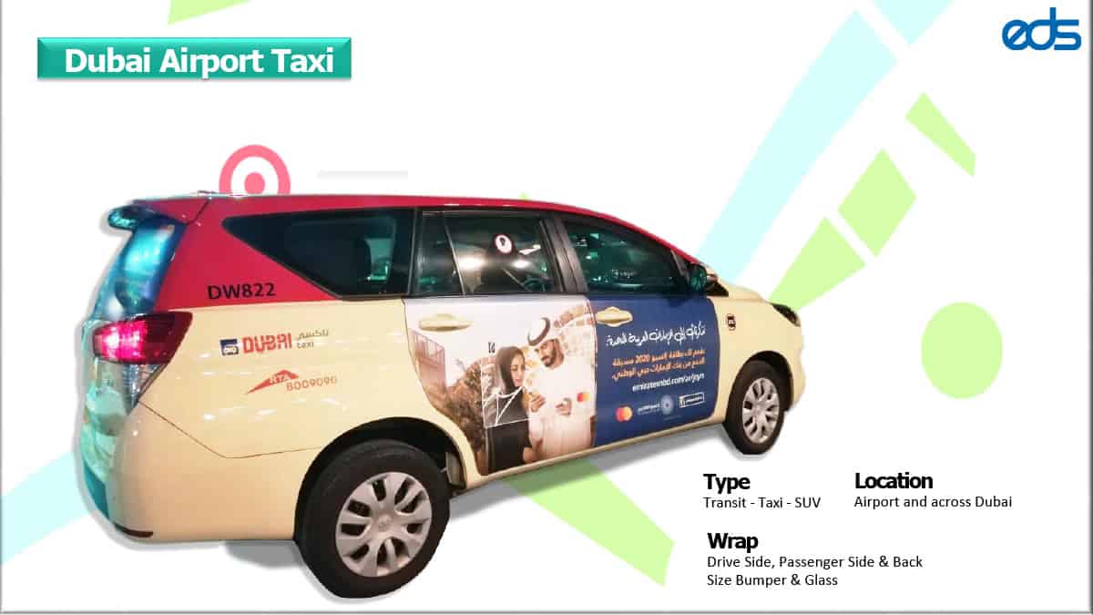 Red Taxi Airport Advertising Dubai UAE