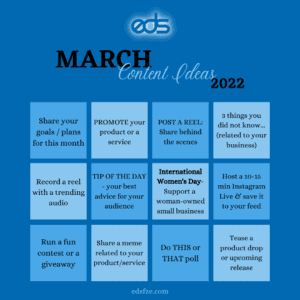 CONTENT IDEAS FOR MARCH 2022